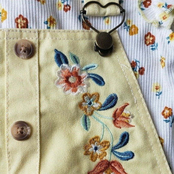 Little Lass | Baby Girl Yellow Floral Overall Jumper - Picture 3 of 4